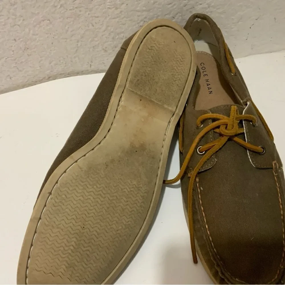 COLE HAAN Mens Canvas Slip-on Boat Shoes Size 12 M brown C14475 C15