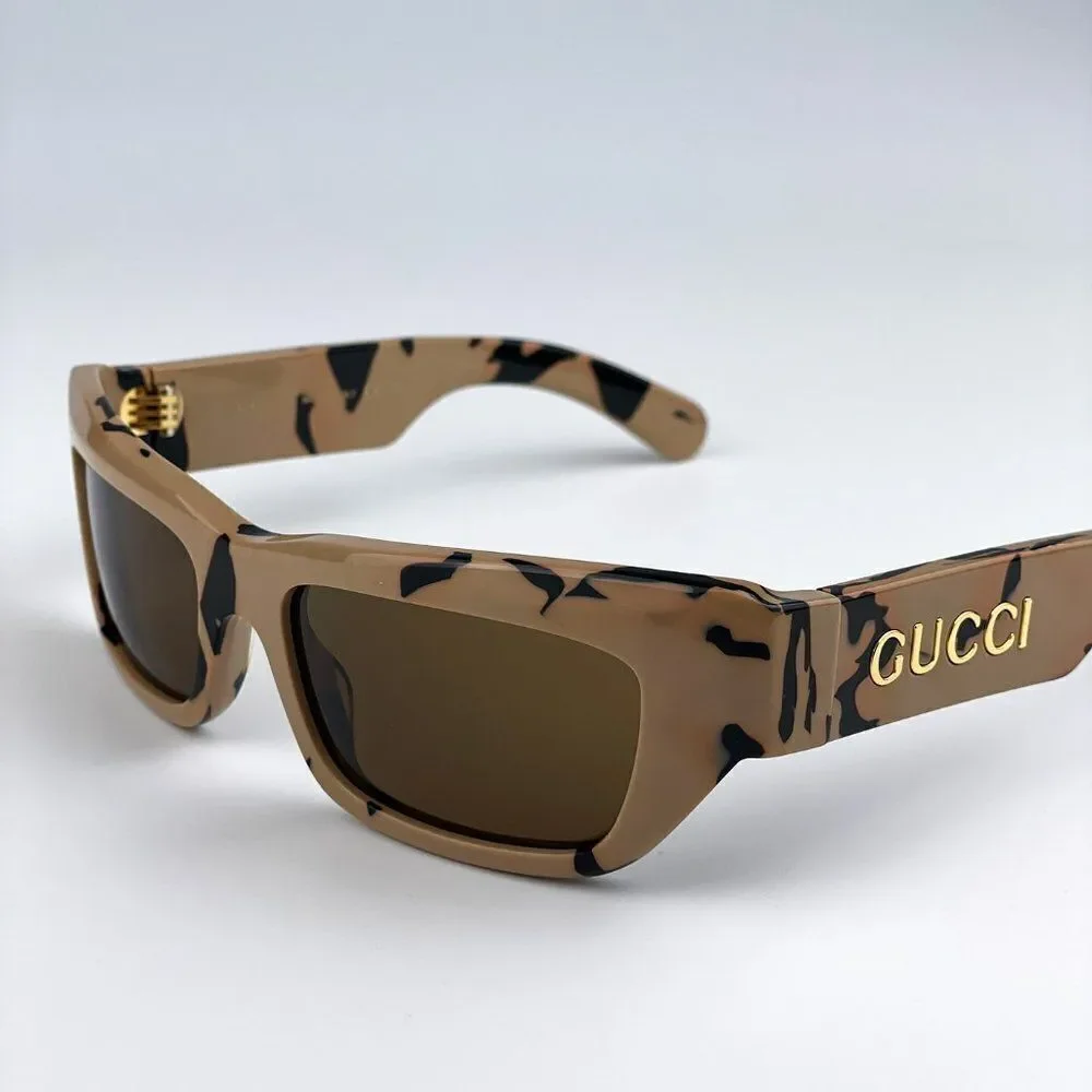 SALE! NEW Gucci GG1296S 003 Black Big Spotted Havana Rectangle Unisex Sunglasses