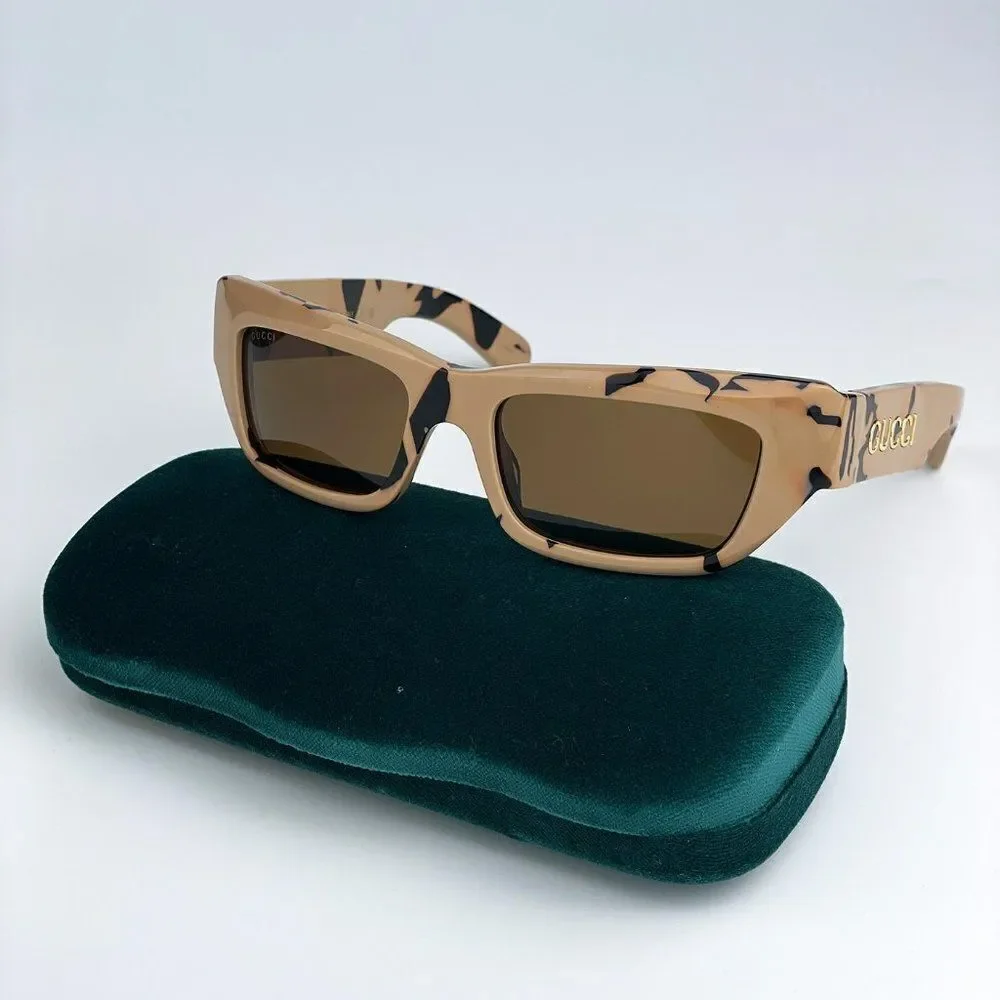 SALE! NEW Gucci GG1296S 003 Black Big Spotted Havana Rectangle Unisex Sunglasses