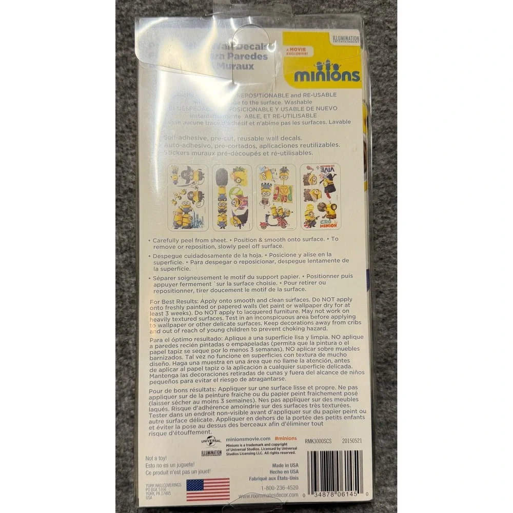 Minions Wall Decals 16pc Removable Repositionable Despicable Me Room Decor NEW