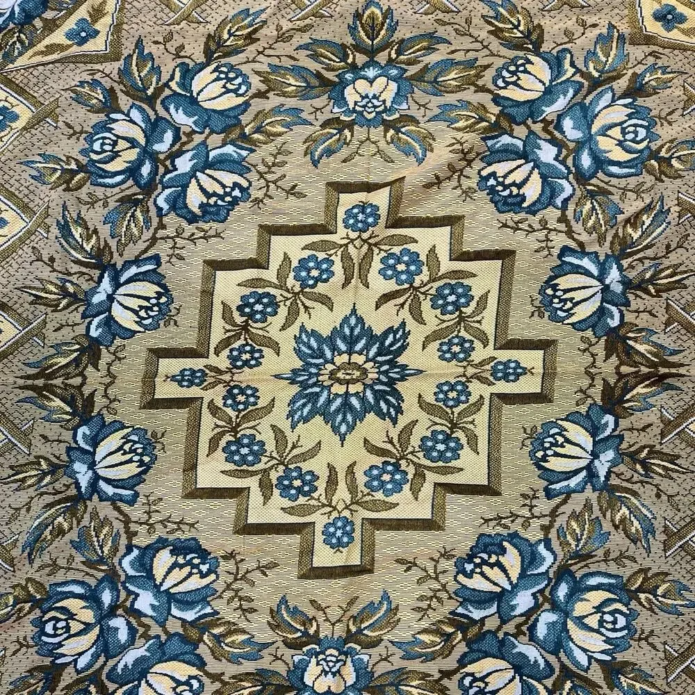 VTG Polish Tapestry Bedspread Large Woven Rayon Linen Blend‎ MCM Throw WPL 14777
