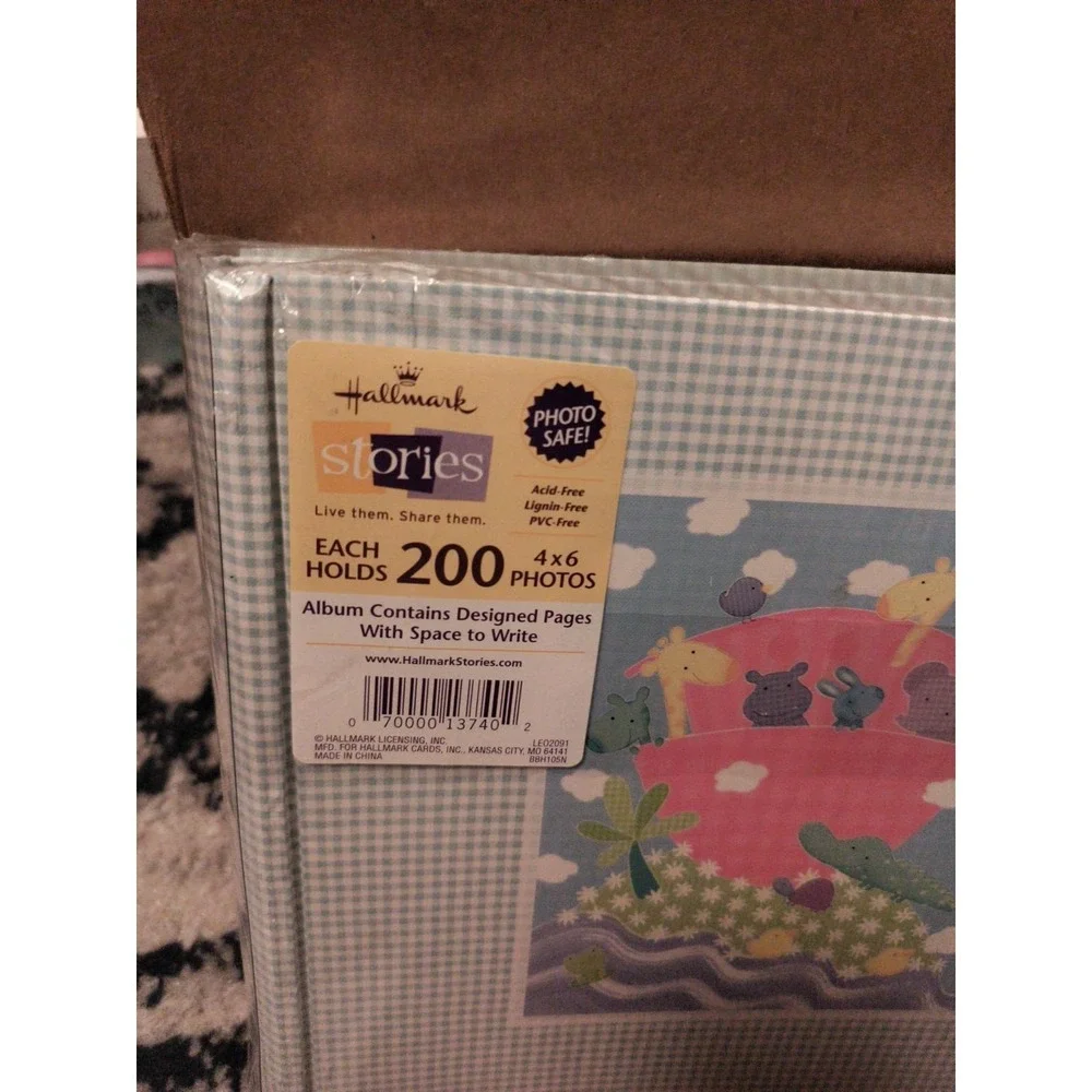 2 Pack Hallmark Photo Albums Blue Checked Noah's Ark & Ducks 200 Photos Acid NEW