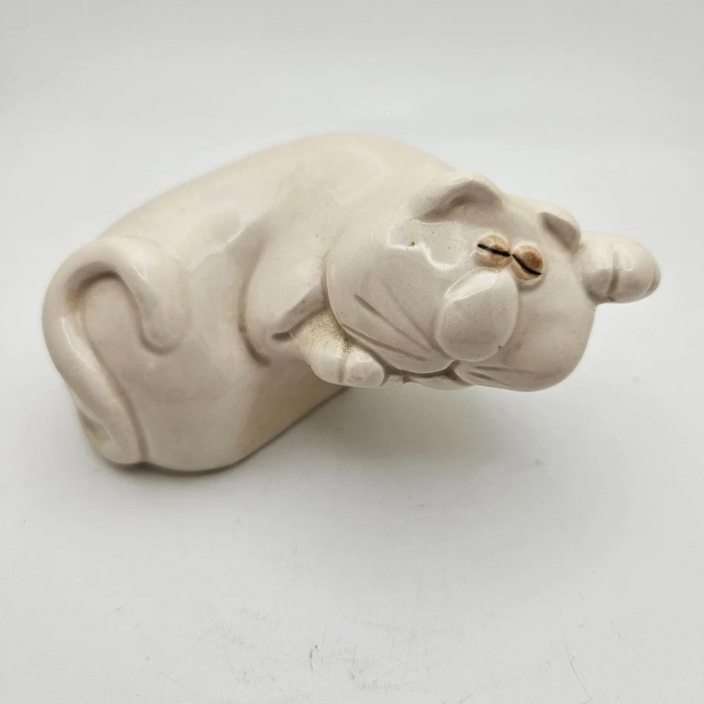 Vintage‎ Sleeping Cat Pepper Shaker Cream Ceramic Kitty Novelty Kitchen Decor