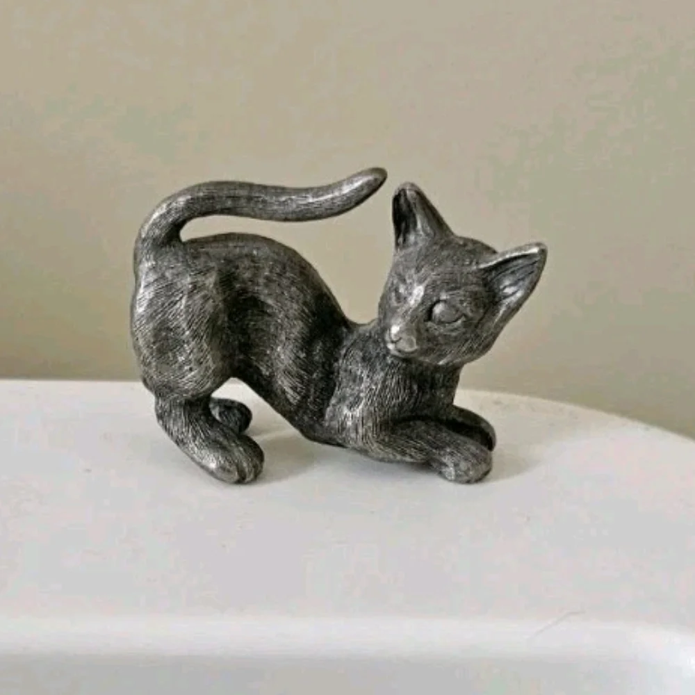 Vintage Spoontiques P6 Pewter Miniature Metal Cat Kitten Figure
