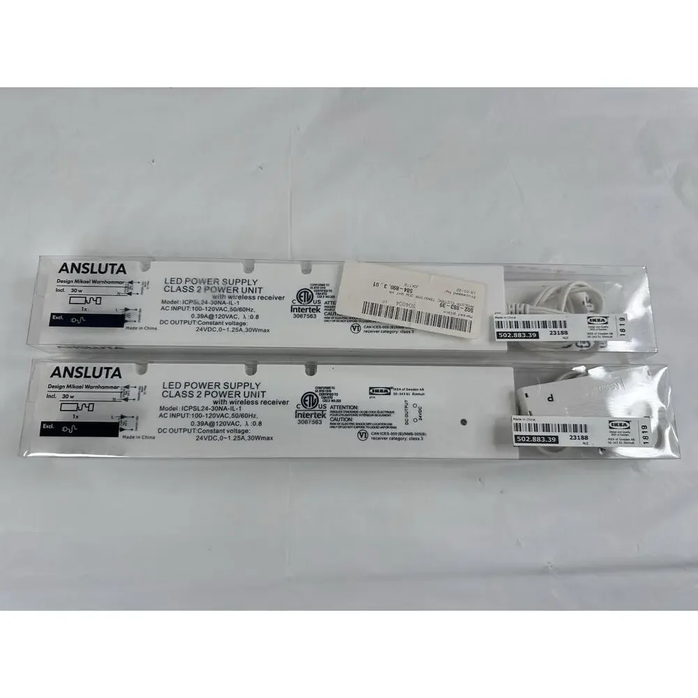 IKEA ANSLUTA Electronic Transformer White 502.883.39 Power Supply Set Of 2
