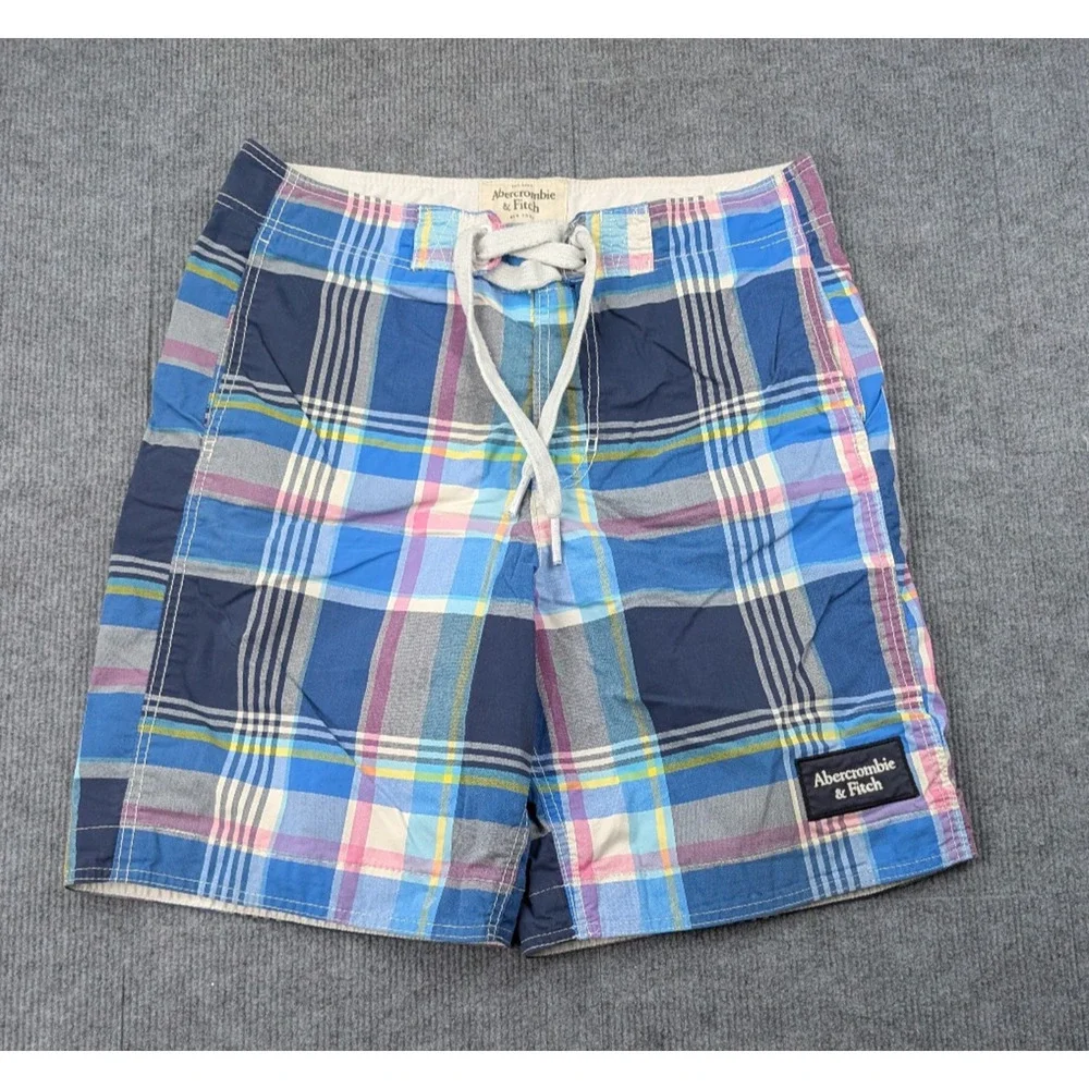 Abercrombie & Fitch Board Shorts Mens Medium Y2K Vintage Plaid Swim Trunks Skate