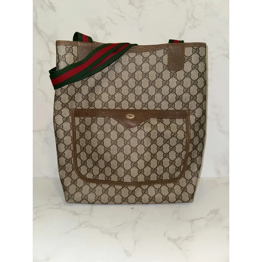Gucci Vintage GG Supreme Monogram Sherry Cloth Tote - Good Condition
