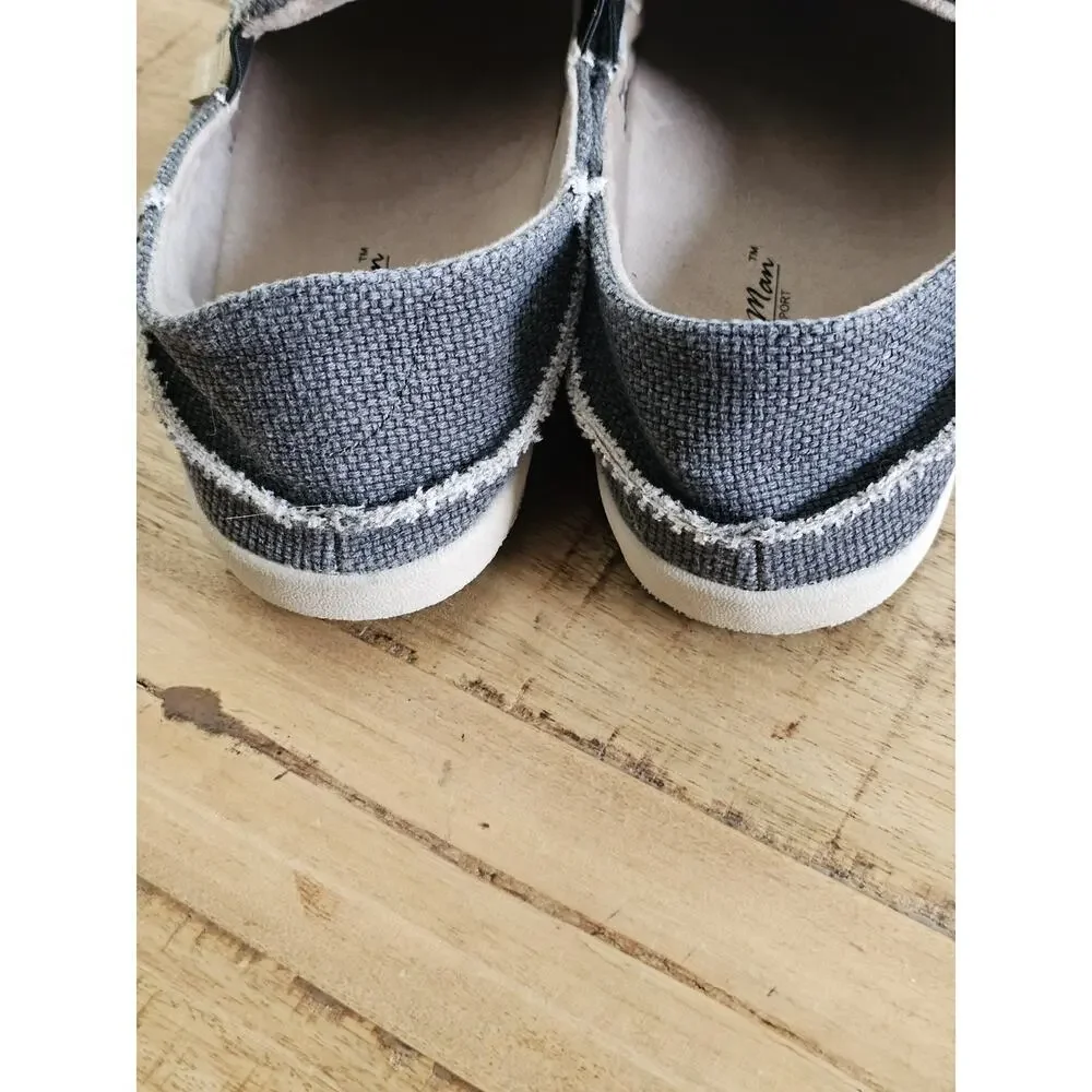 Gecko Man Mens 11 Wide Gray Casual Comfort Slip On Slide Loafer Deck Shoes