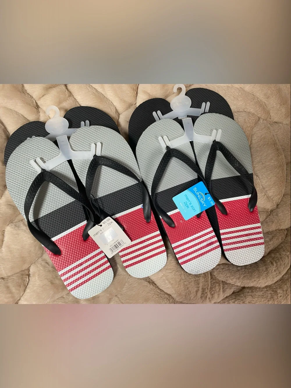 4 pair of Basic Zori Black Flip Flop Sandals - Size 10-11