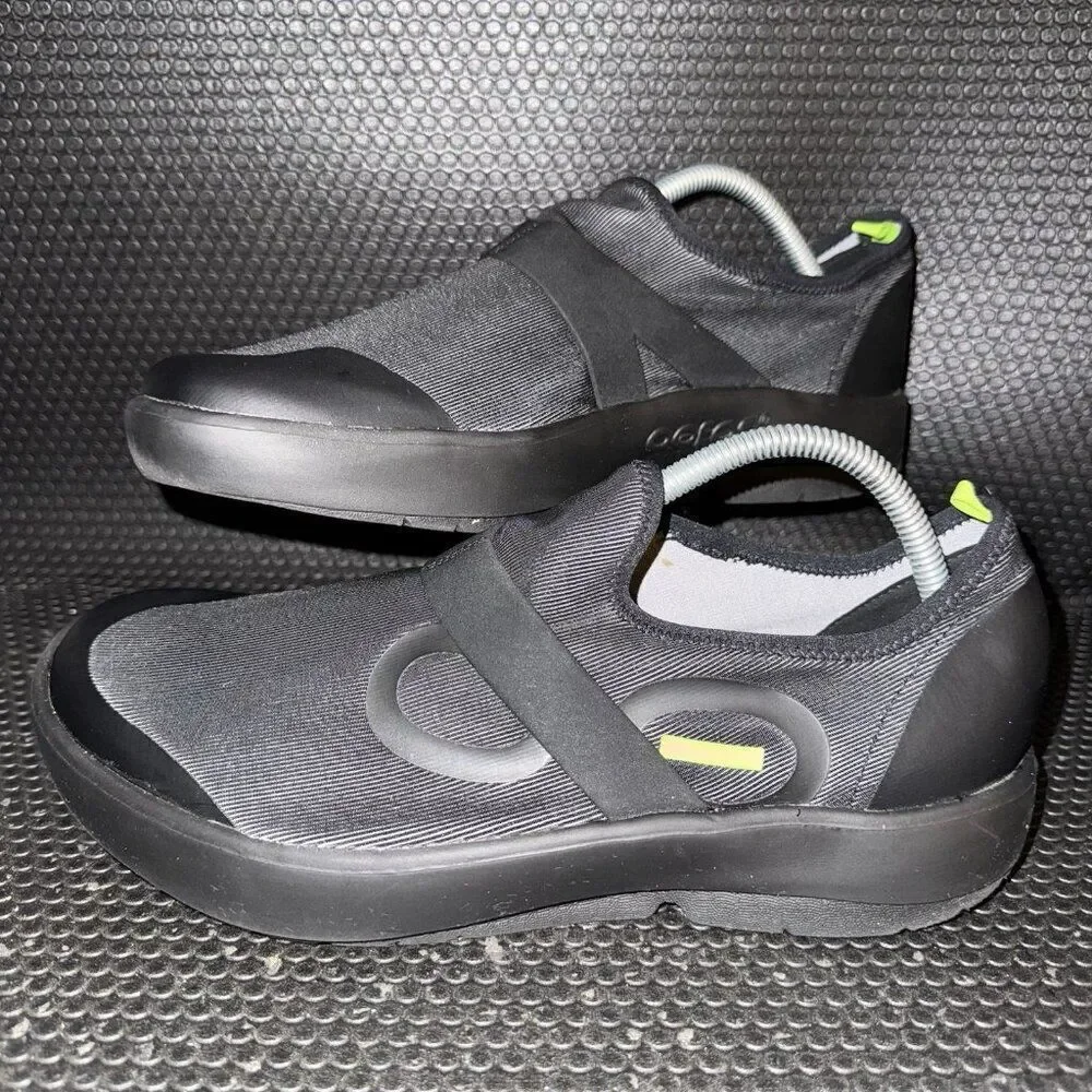 Oofos OOmg Fibre Low Black Gray Slip On Comfort Sneakers Shoes Men’s Size 10.5
