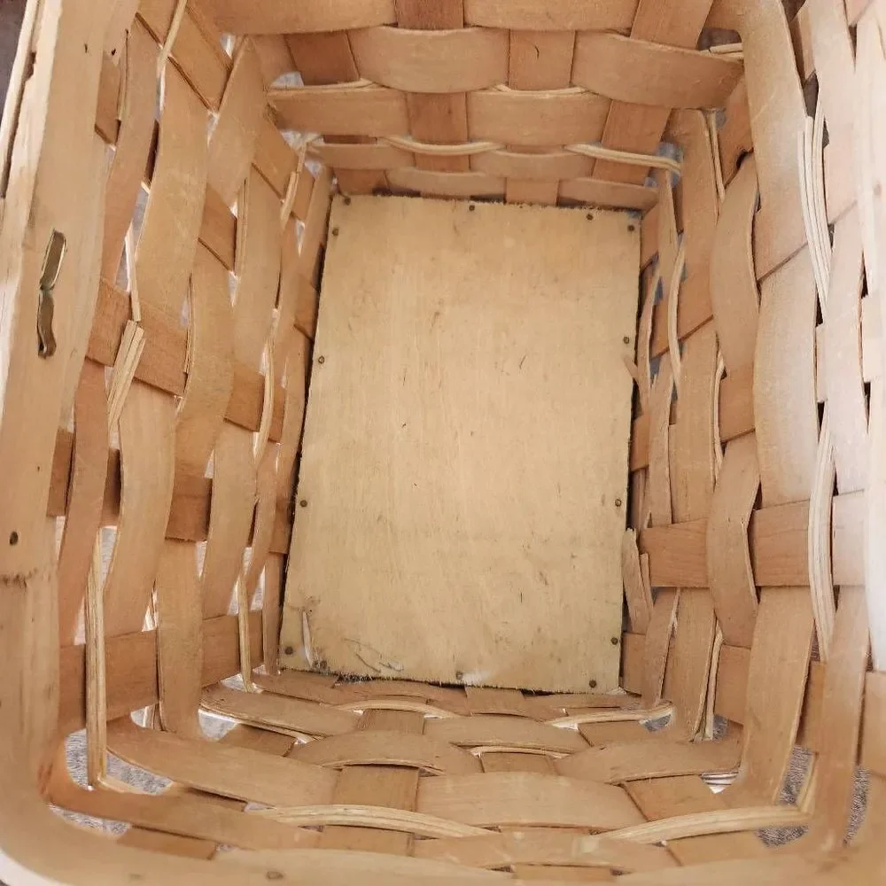 Wooden woven wicker carrying baskets bundle of 3 light brown tan storage organiz