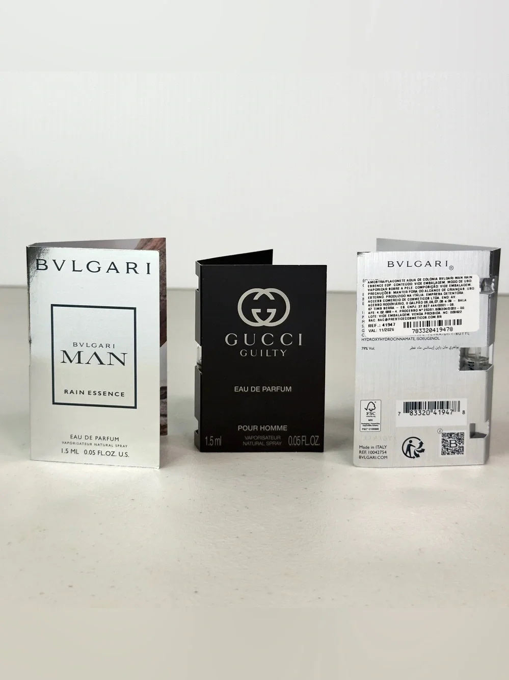 Authentic Men’s Cologne Sample Bundle Bvlgari Rain Essence Gucci Guilty