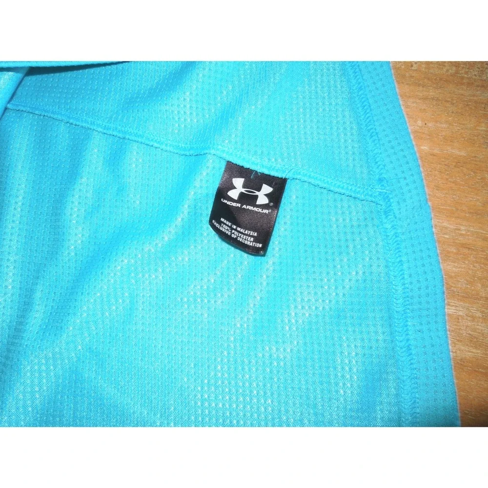 Under Armour Allseasongear Mens LG Turquoise Blue Quarter‎ Zip Pullover Sweater
