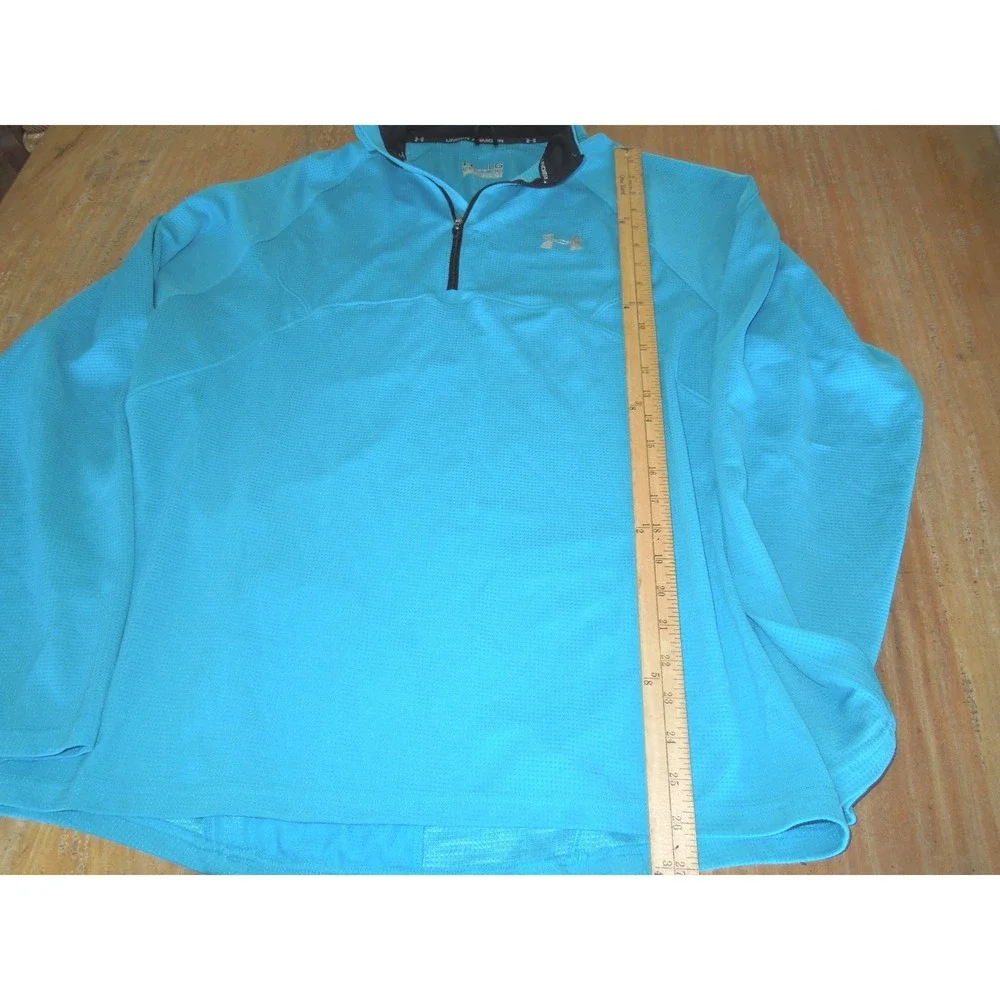 Under Armour Allseasongear Mens LG Turquoise Blue Quarter‎ Zip Pullover Sweater