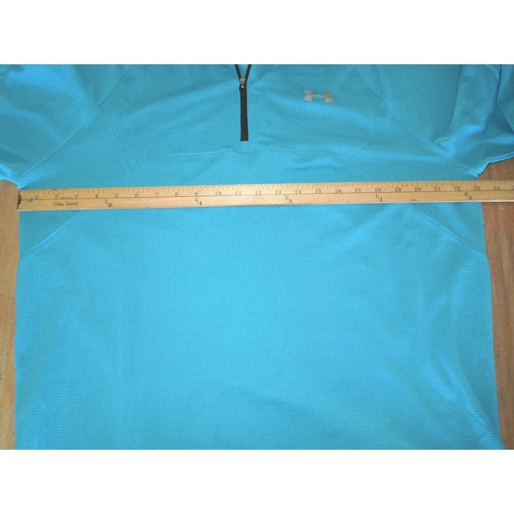 Under Armour Allseasongear Mens LG Turquoise Blue Quarter‎ Zip Pullover Sweater