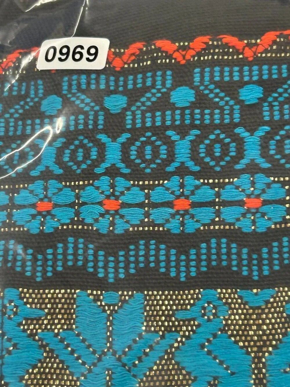 Boho Cottagecore Artisan MAYATEX Guatemalan Handwoven Apron Black Turquoise