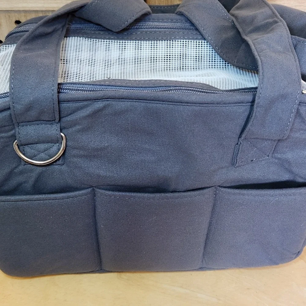 Pet Carrier Bag Dog Cat‎ Kitten Puppy Transport Mesh Padded Strap Handles Gray