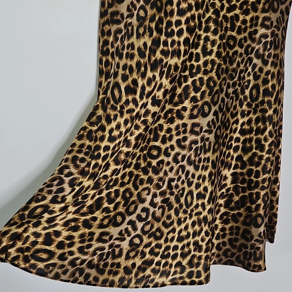 California Miss Leopard Print Satin Slipdress Chemise Sexy Size Large‎
