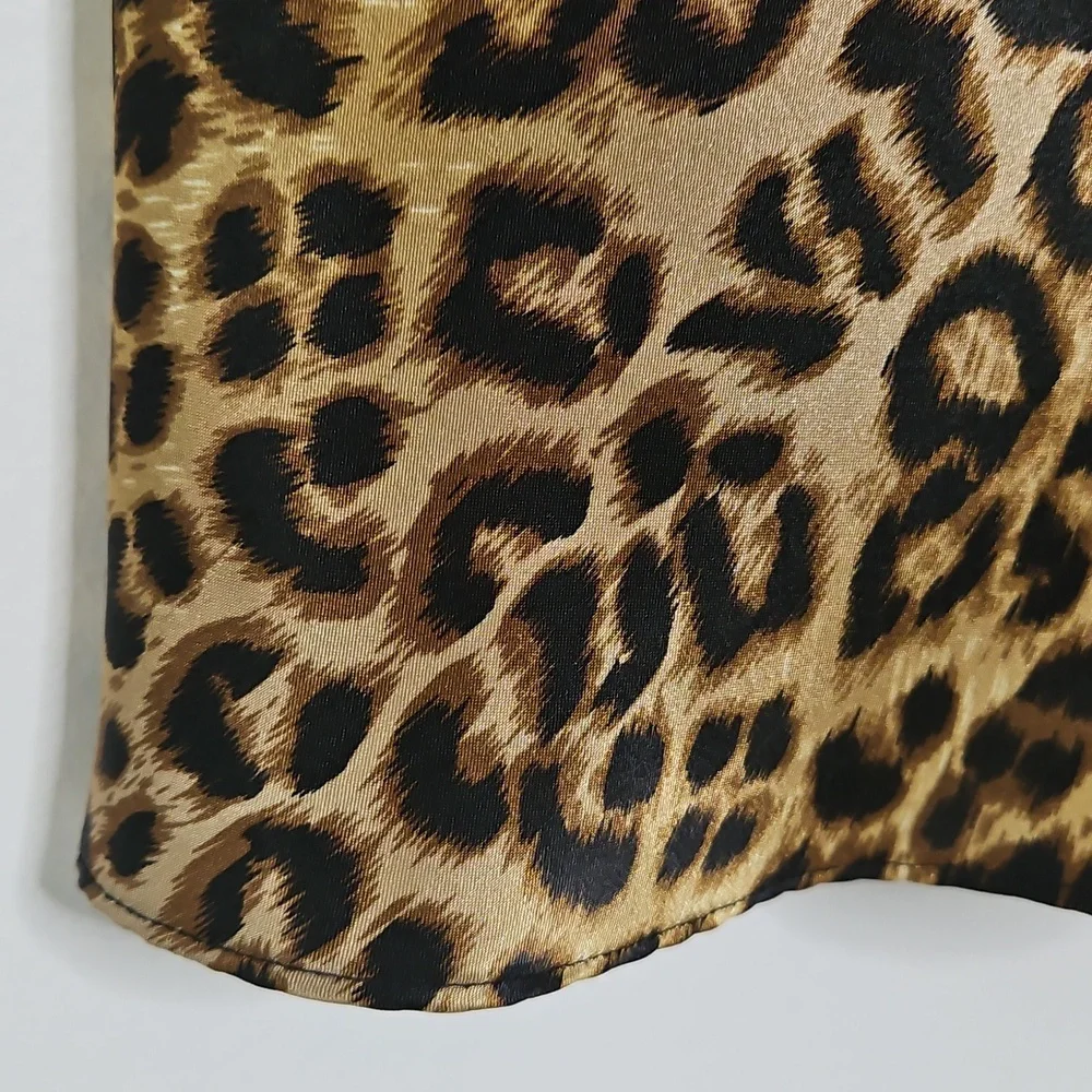 California Miss Leopard Print Satin Slipdress Chemise Sexy Size Large‎