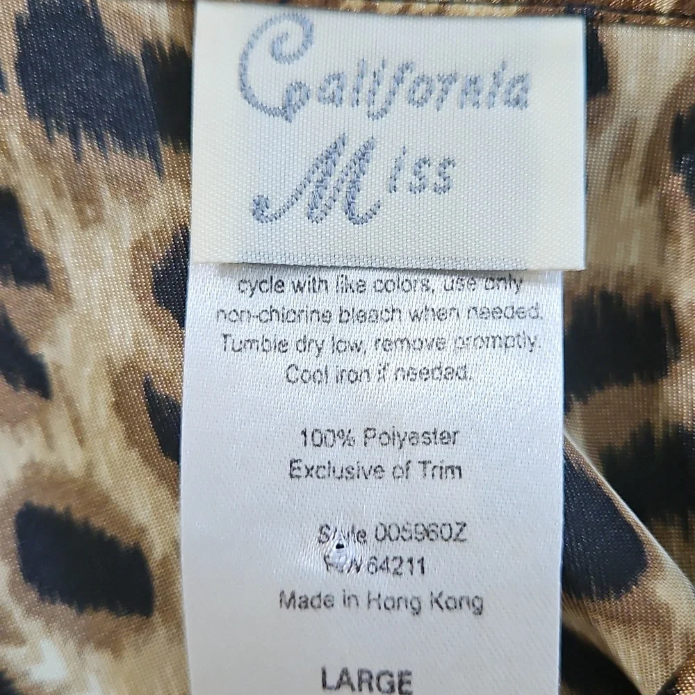 California Miss Leopard Print Satin Slipdress Chemise Sexy Size Large‎