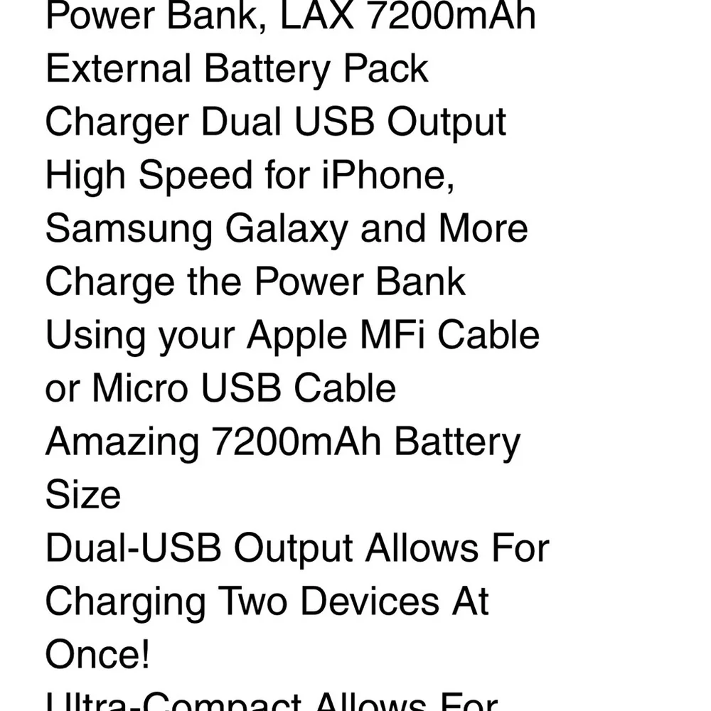 Black Mini Power Bank 7200mAh