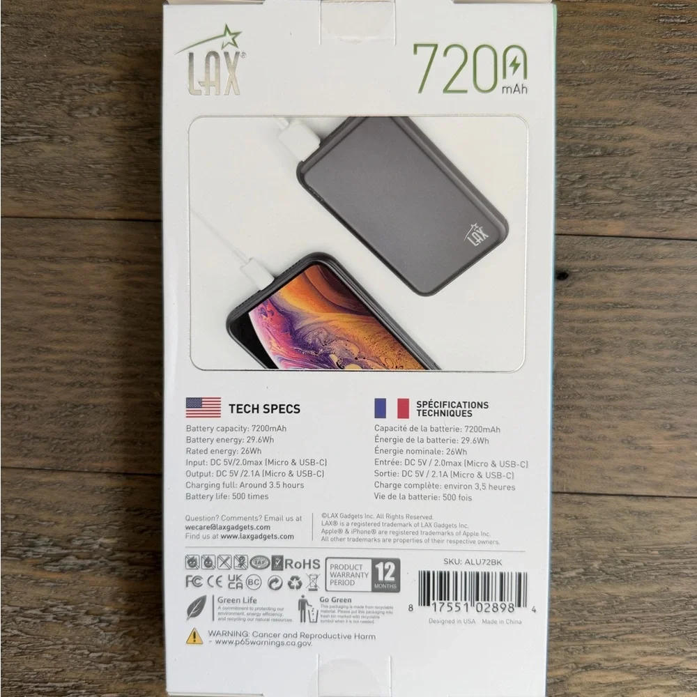 Black Mini Power Bank 7200mAh