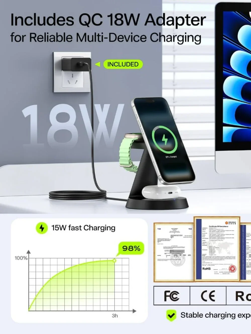 NEW 3 in 1 Charging Station for Apple Devices