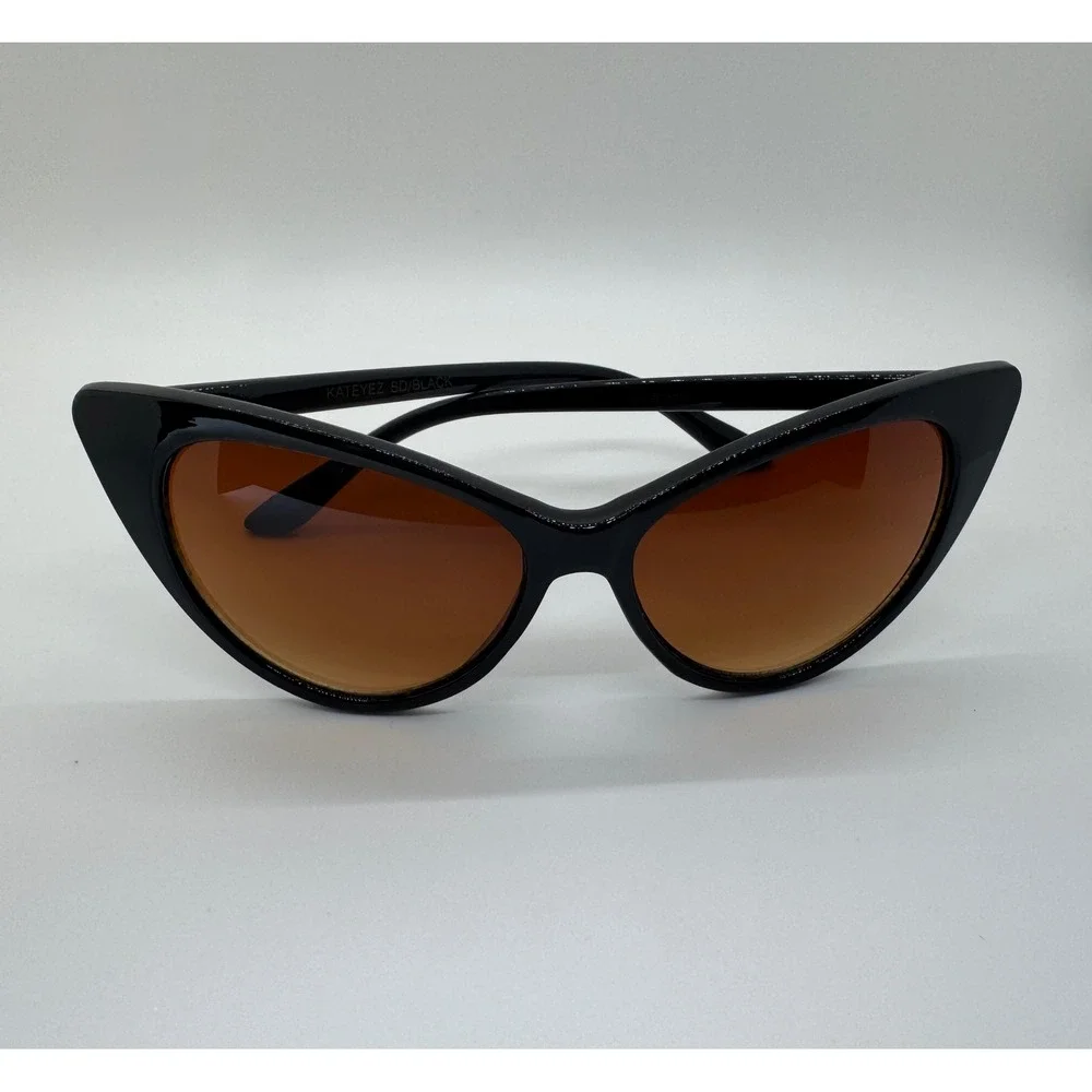 Kateyez Black Cat Eye Sunglasses Retro Vintage Style Brown Gradient Lens