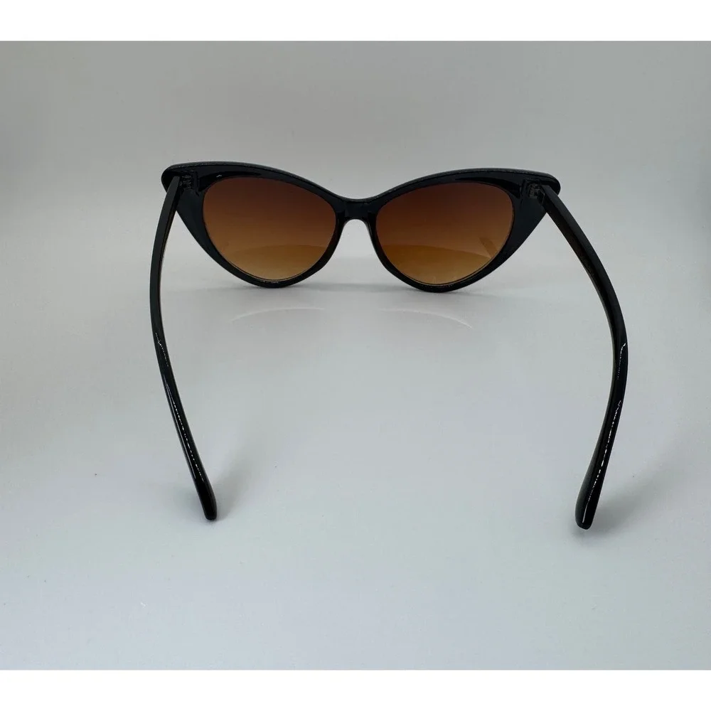 Kateyez Black Cat Eye Sunglasses Retro Vintage Style Brown Gradient Lens