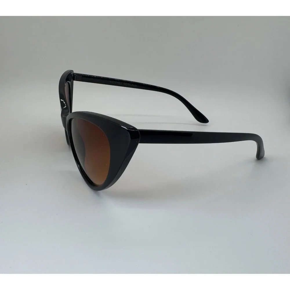 Kateyez Black Cat Eye Sunglasses Retro Vintage Style Brown Gradient Lens
