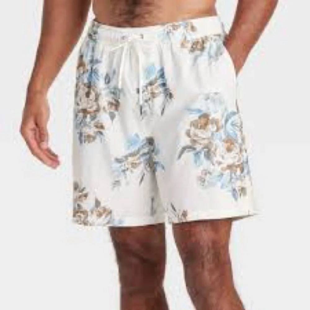 Goodfellow & Co Blue and Brown‎ Floral Swim Trunks