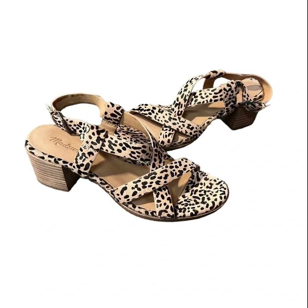 Madewell‎ Alyssa Calf Hair Leopard Sandals Size 8.5
