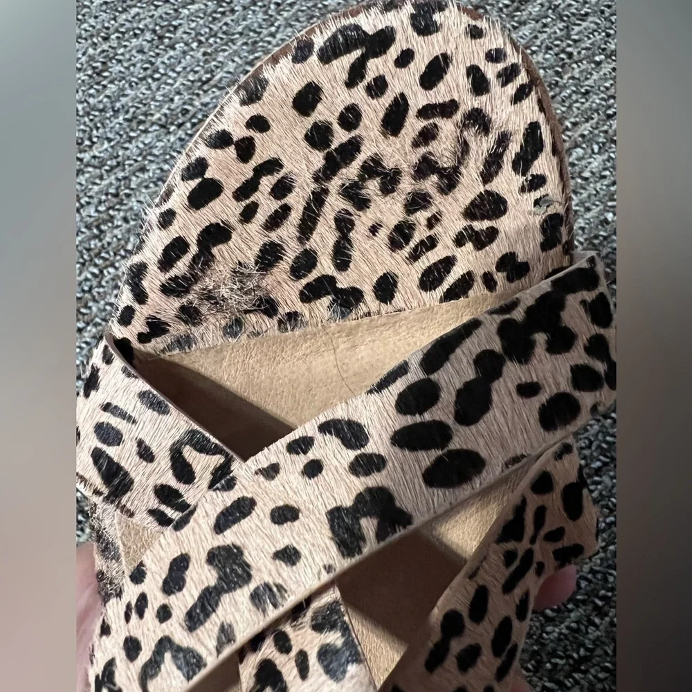 Madewell‎ Alyssa Calf Hair Leopard Sandals Size 8.5