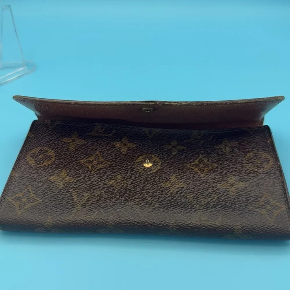 Louis Vuitton-Brown Monogram Portefeuille International Long Wallet