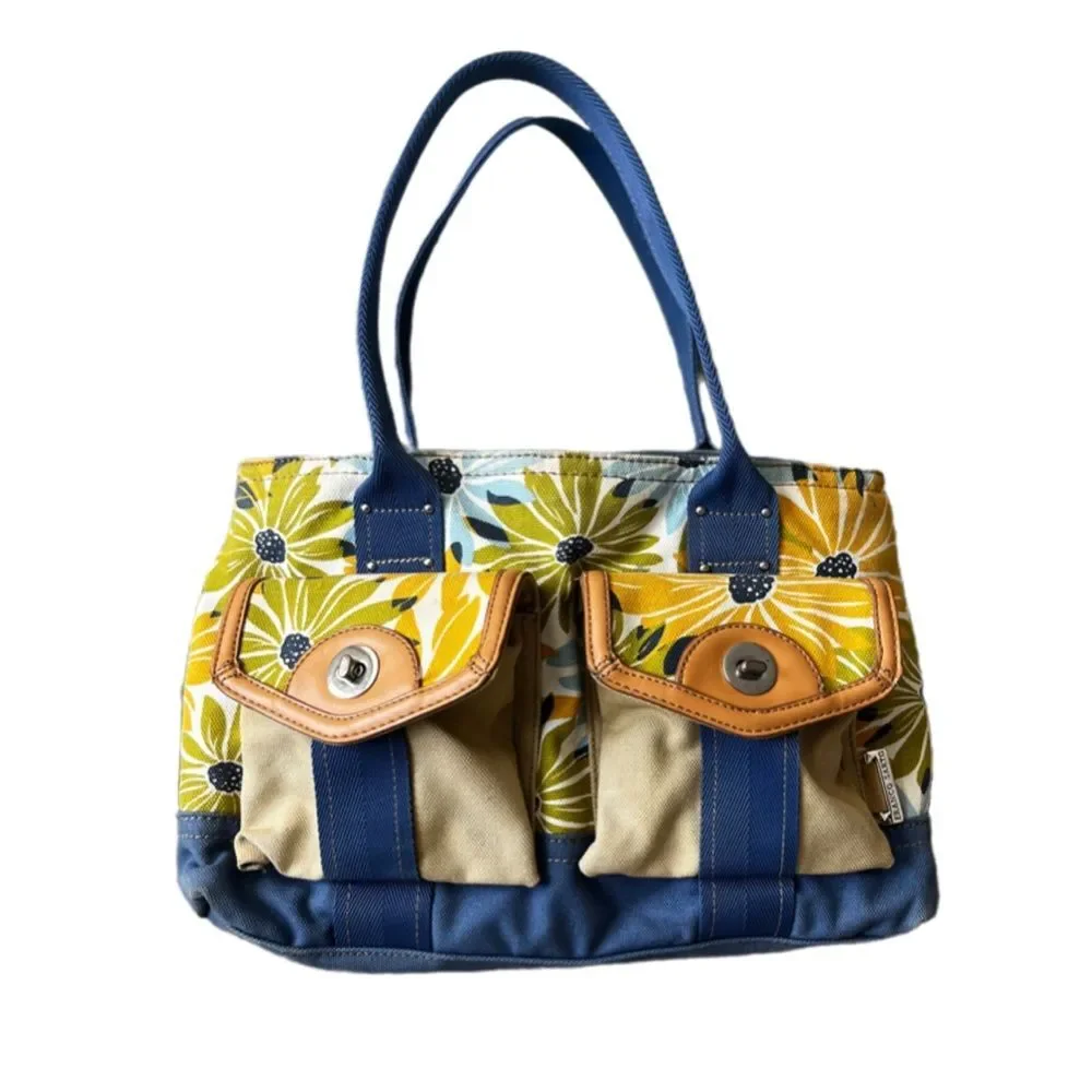 Franco Sarto bold floral cotton canvas satchel bag