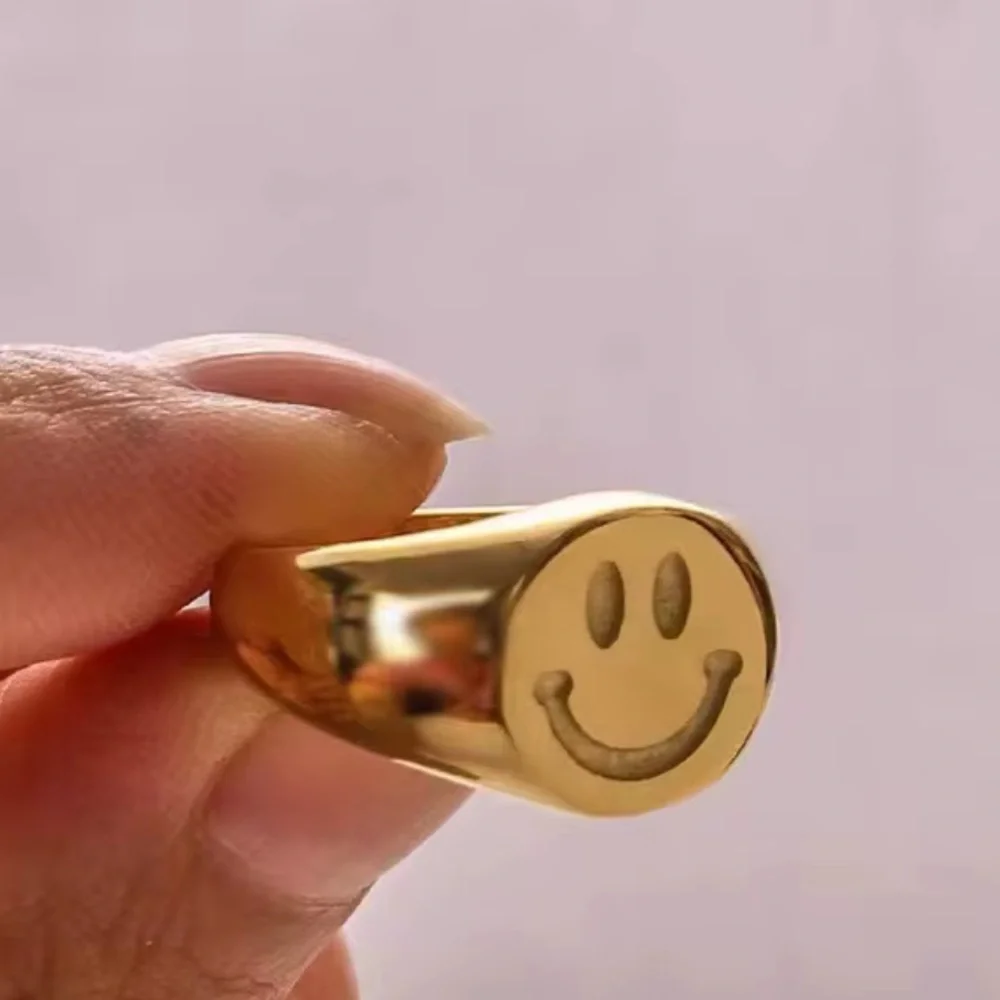 Stylish Smiley Face Ring Size 7 – Stainless Steel