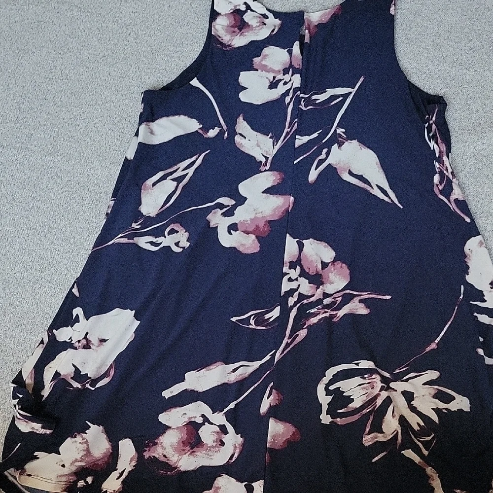 Ralph Lauren Blue and Pink Sleeveless Tank Midi Dress Size18