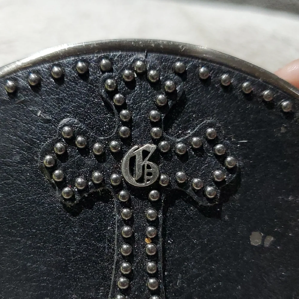 Guess Black and Silver Cross Belt Buckle