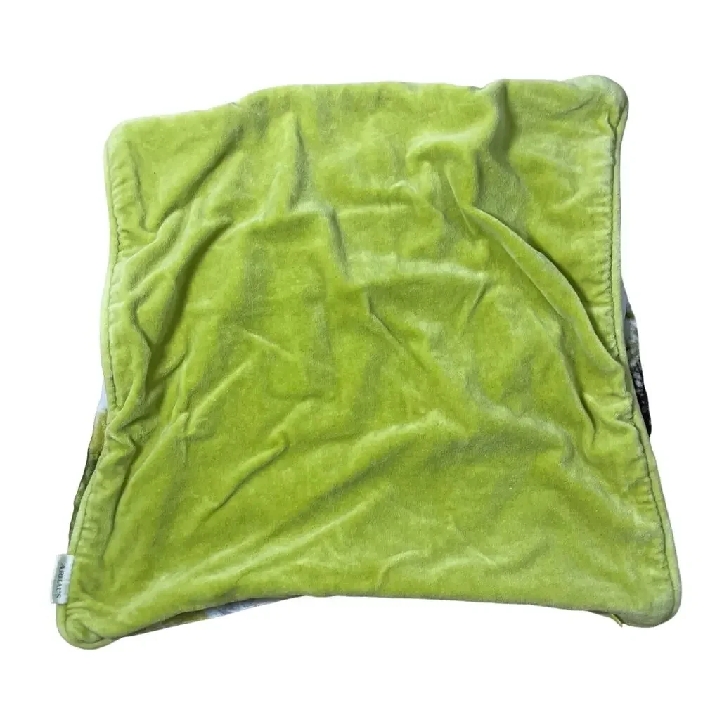 Arhaus Green & White Palm Tree Print Silk Blend Velour Pillow Covers - Fit 18x18