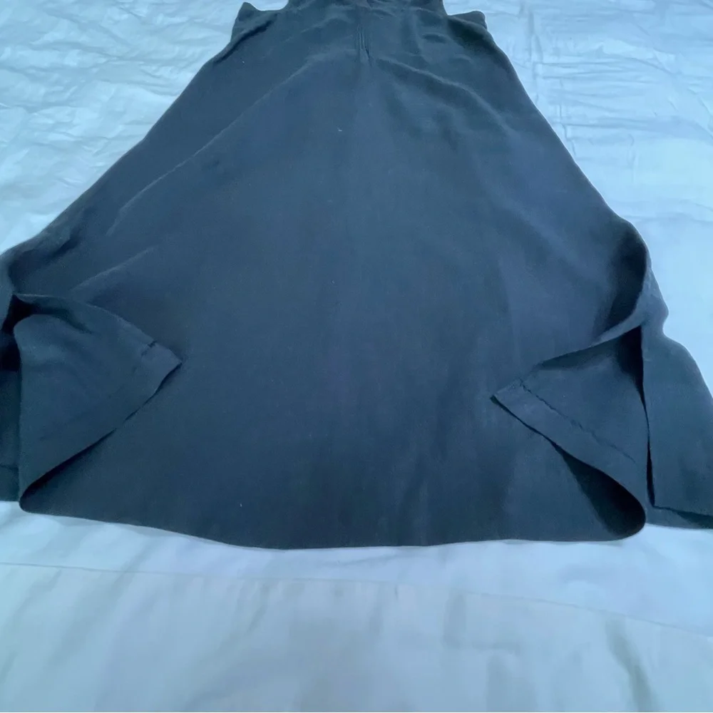 100% linen Asymmetric Sleeveless Linen V-Neck‎ Midi Black Dress