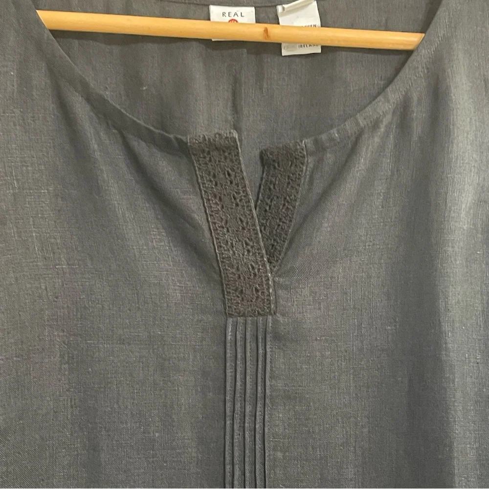 100% linen Asymmetric Sleeveless Linen V-Neck‎ Midi Black Dress