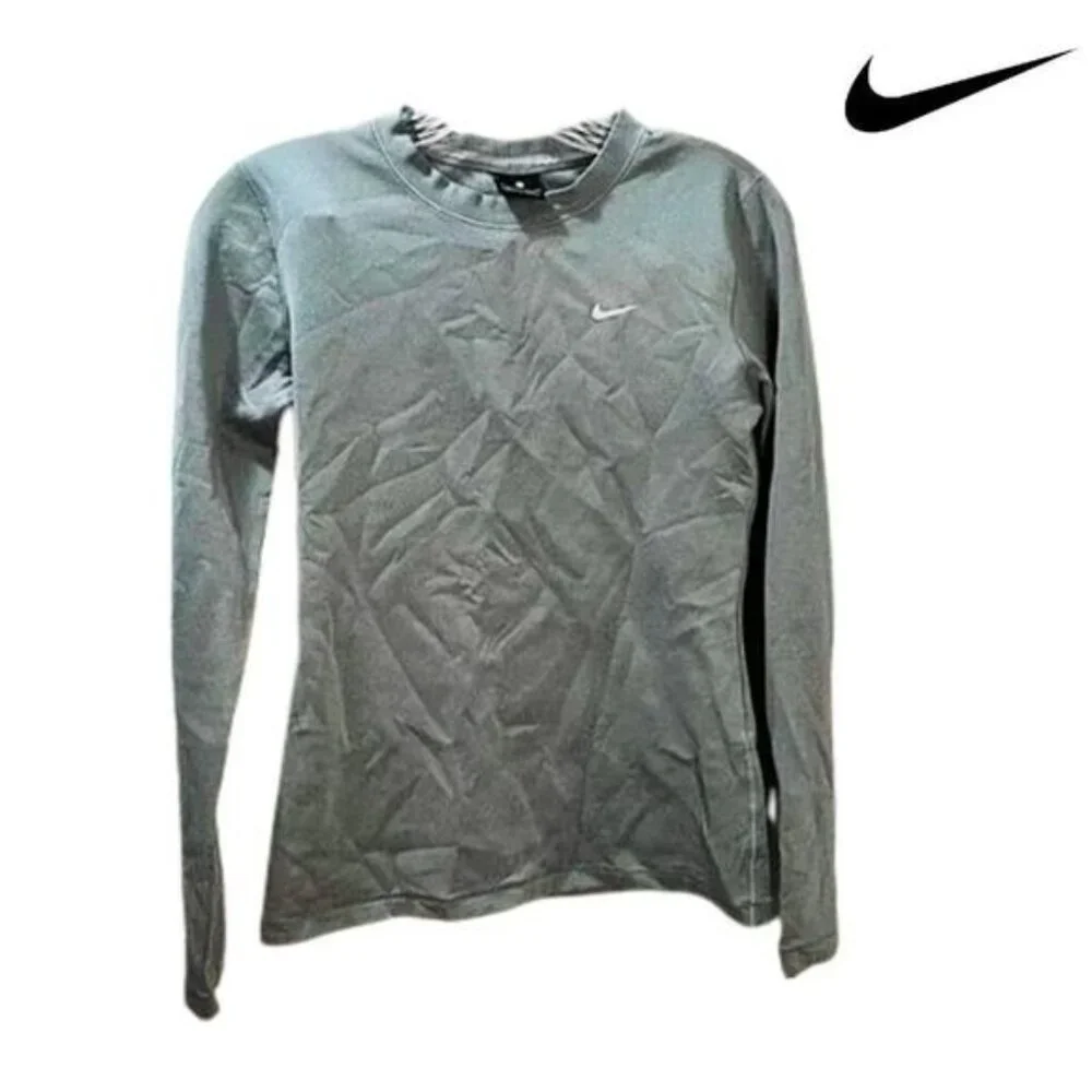 Nike Womens PRO Dri-Fit Fitness Workout T-Shirt Long Sleeve Crewneck Shirt Top‎