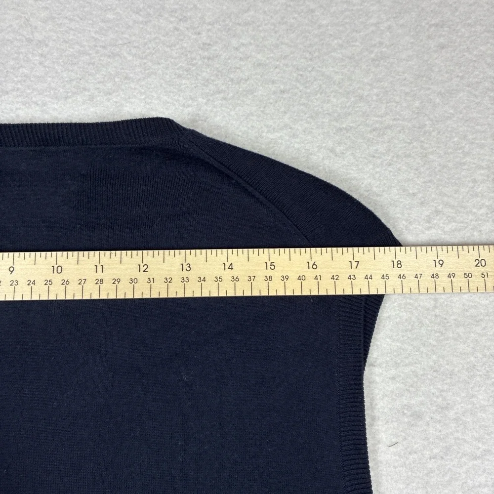 Polo Ralph Lauren Sweater Vest Mens XL Navy Blue Pima Cotton V Neck Knit Logo