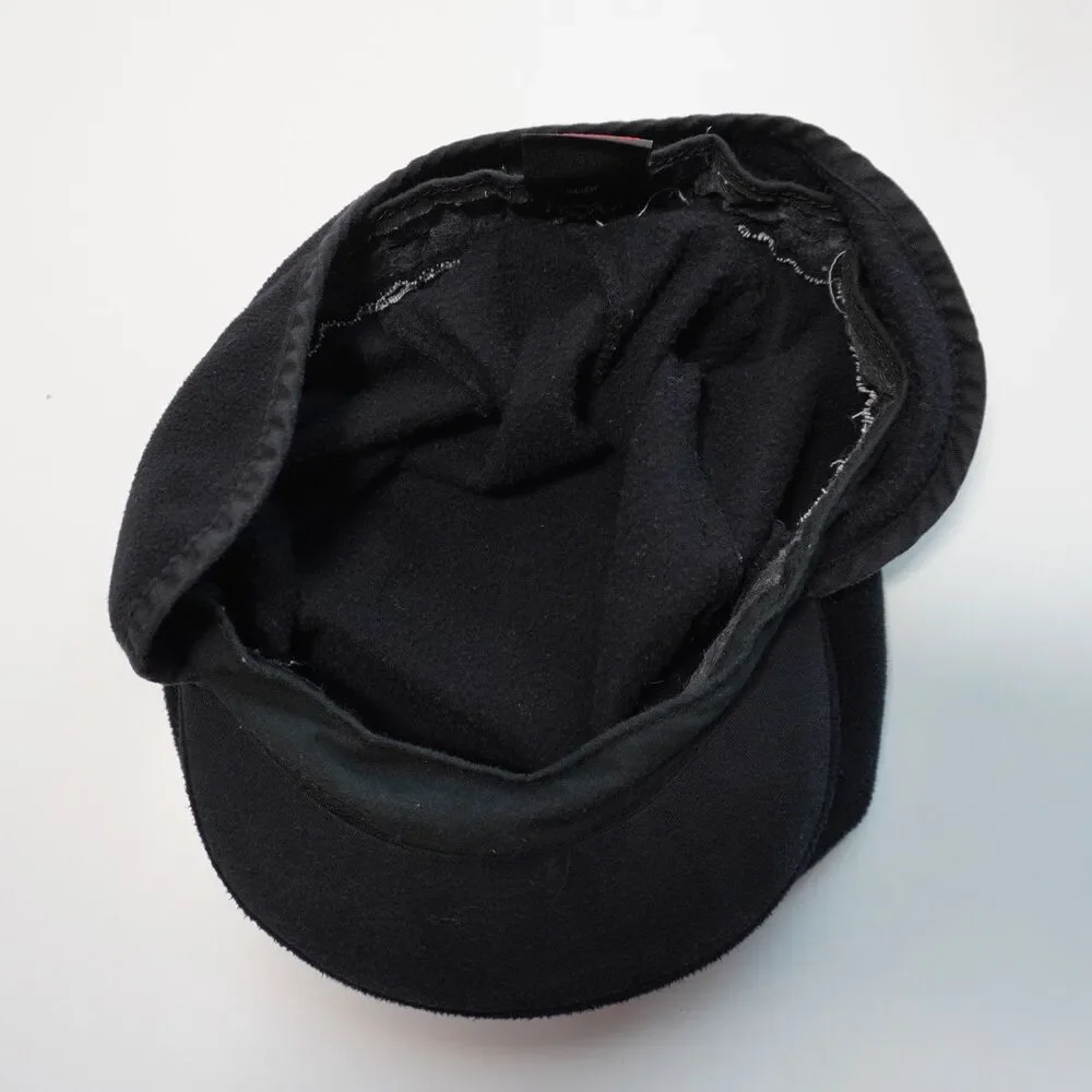 VTG Black Fleece Newsboy Hat w Ear Flaps Cabbie‎ Golf Cap Mens XL Portland OR