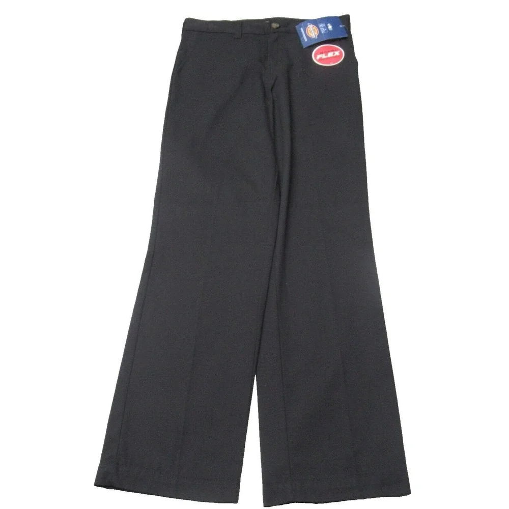 Dickies Pants Boys 12‎ Black Flex Slim Straight Flat Front Khaki Zip 26x26 NEW