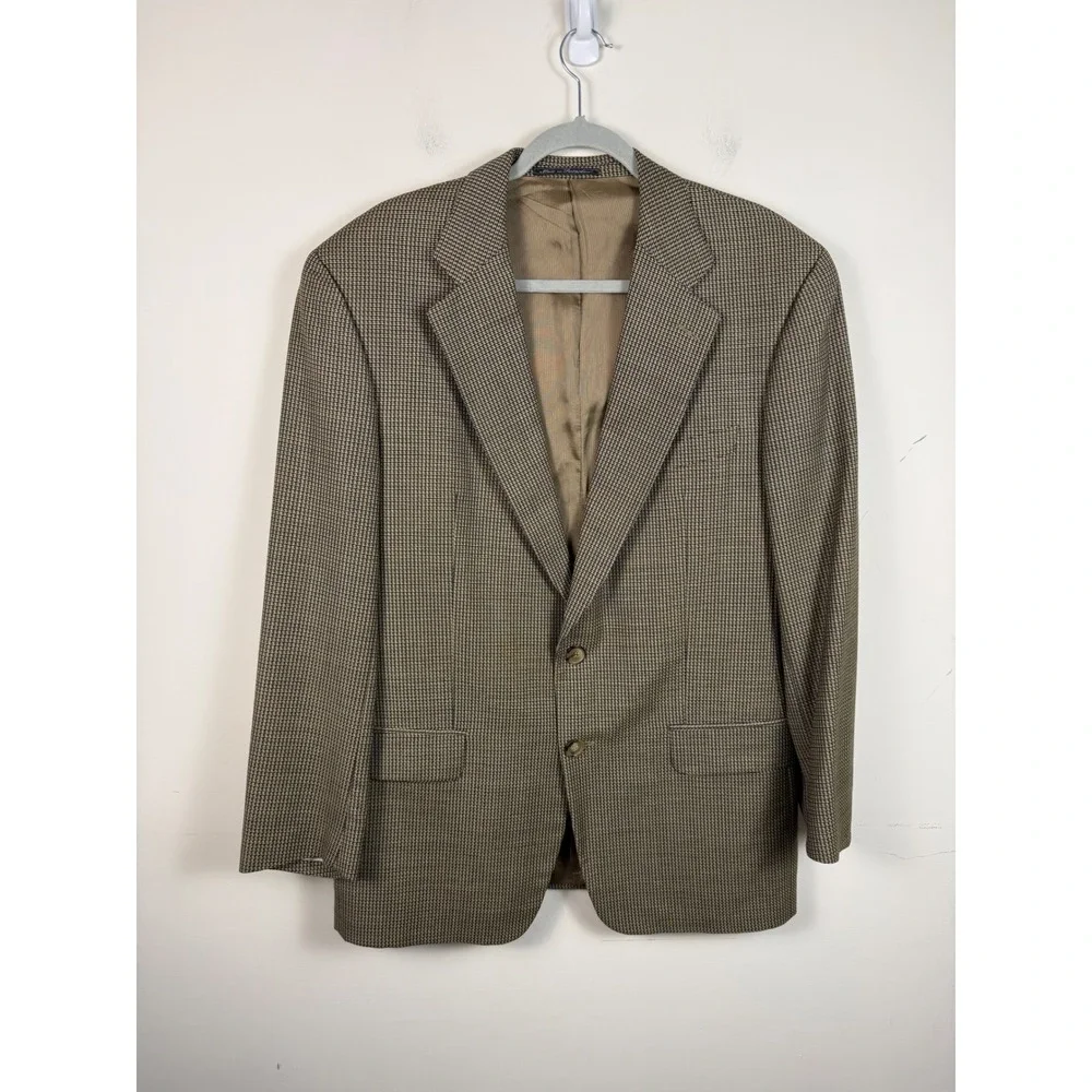 Ermenegildo Zegna Soft Mens Brown Navy Houndstooth Wool Blazer Sport Coat 50 40R