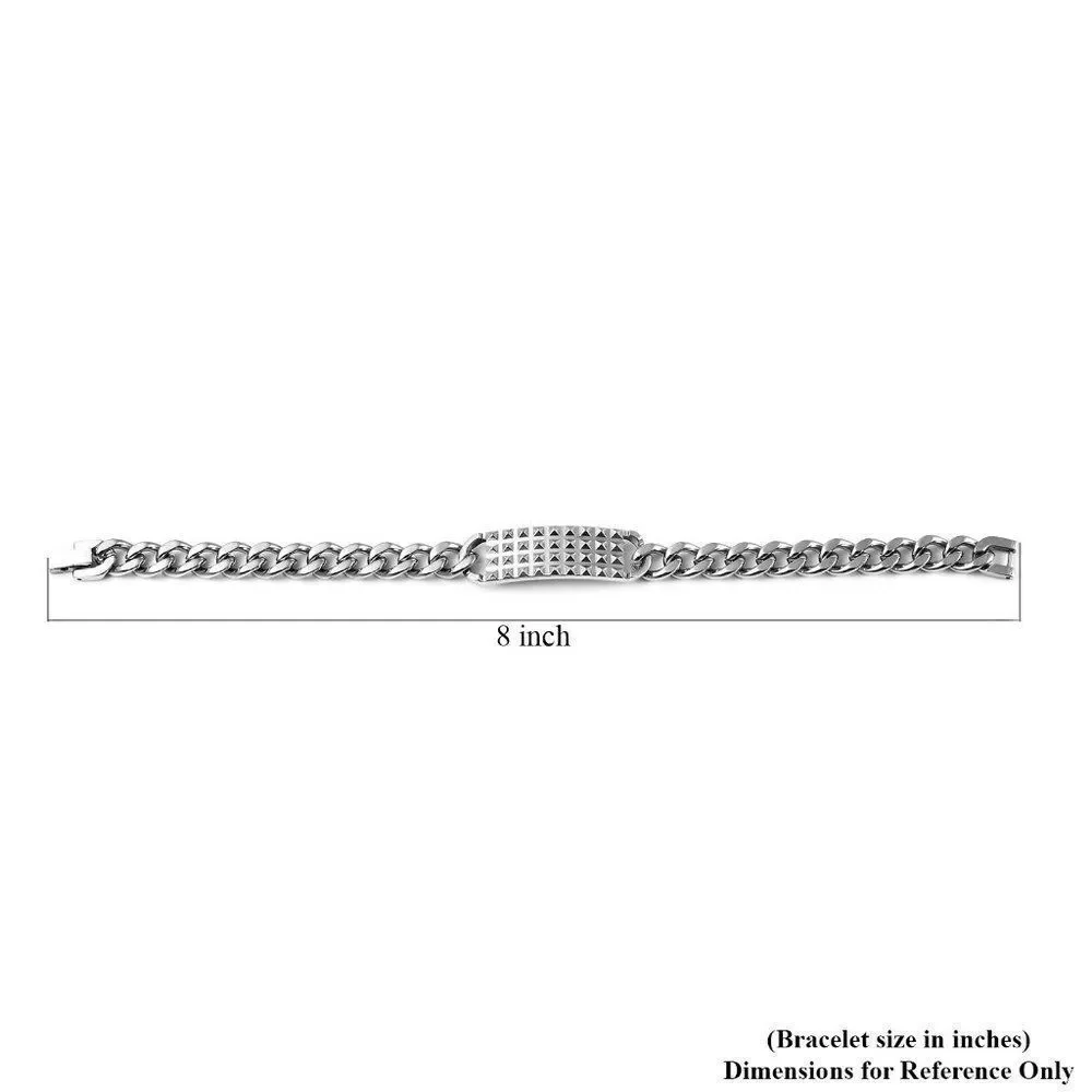 Texture Stainless Steel Bracelet 8 in