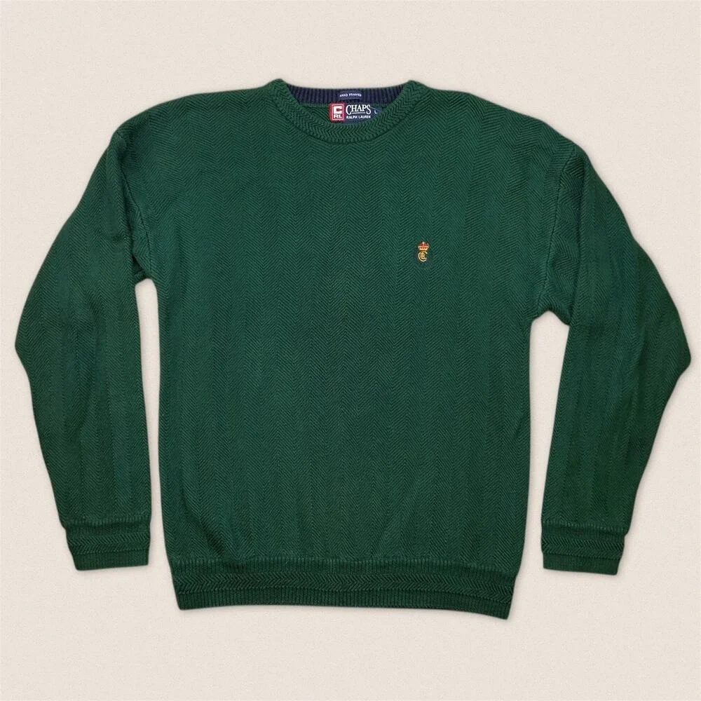 Chaps Ralph Lauren Grandpa Green Sweater - Size Large
