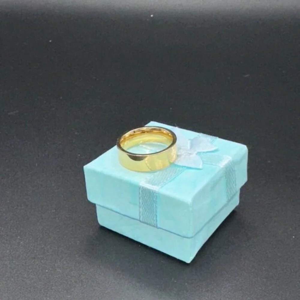 Unisex Gold Tone Band Ring Wedding Fashion