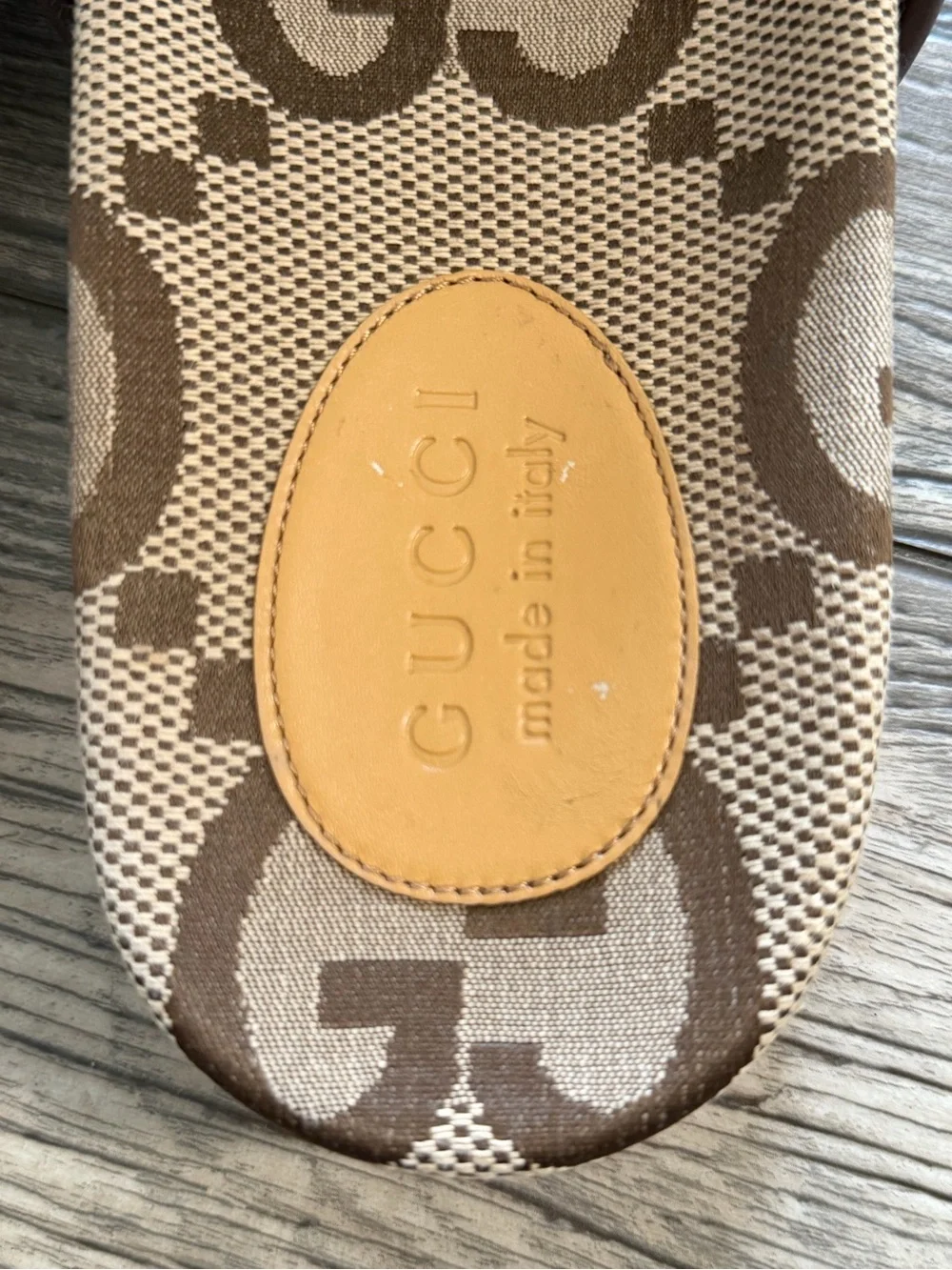 Gucci Men's Slides in Camel and Ebony Maxi GG Canvas Uk 10 US 10.5